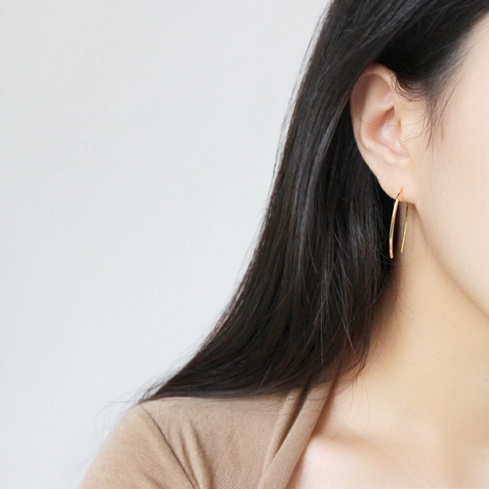 GOLD ear threader earrings - Picture 6 of 7
